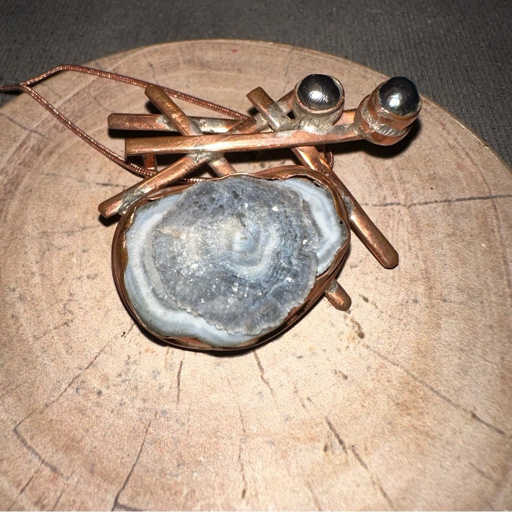 Druzy Agate necklace copper artist made - Picture 2 of 6